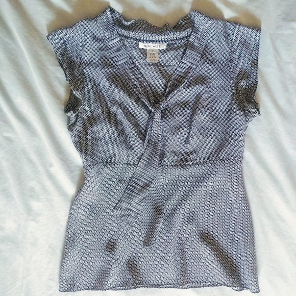 Nine West Tops - Nine West Geometric Print Silk Blouse Top size 2